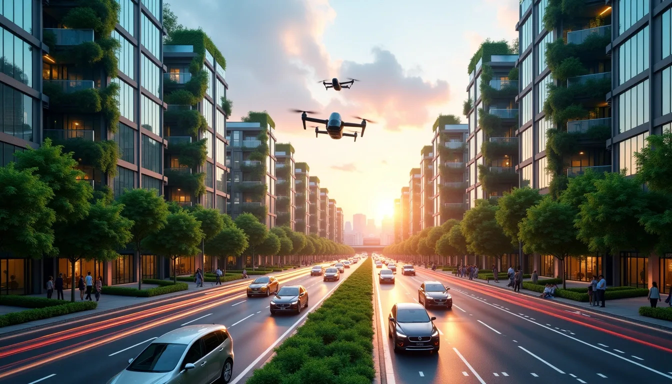 A futuristic city utilizing AI for sustainable and inclusive urban development, as envisioned by Samsung AI Forum 2025.