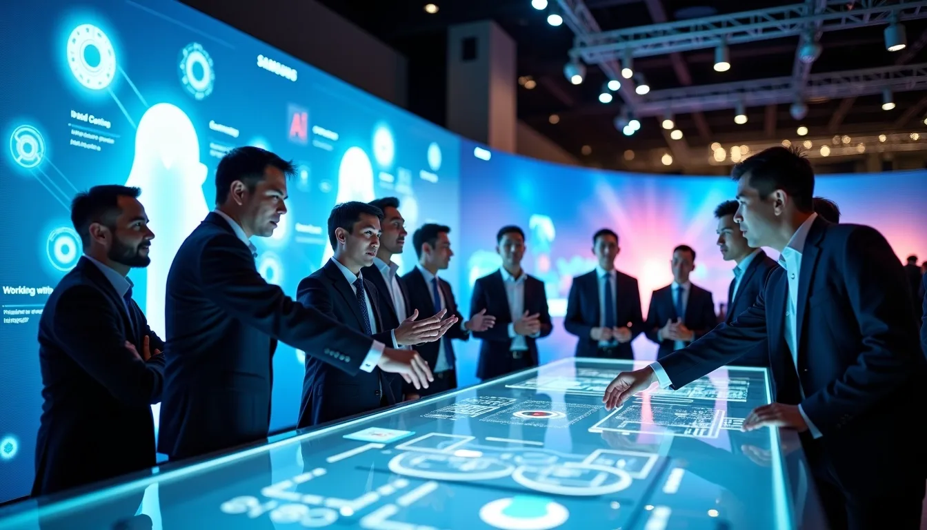 Samsung engineers showcasing AI chips and robots illustrating multimodal AI systems at Samsung AI Forum 2025.