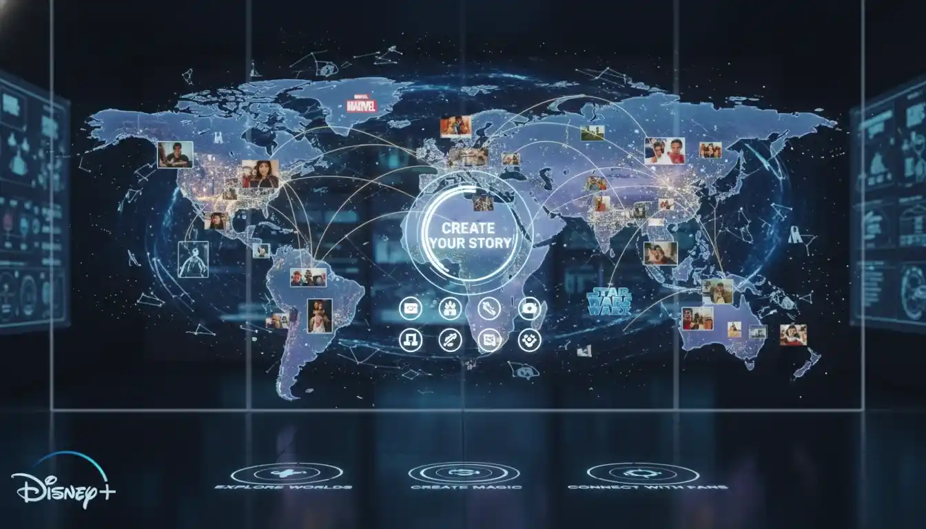 Disney Plus as a global storytelling and user-generated content creation platform connecting all ages and cultures.