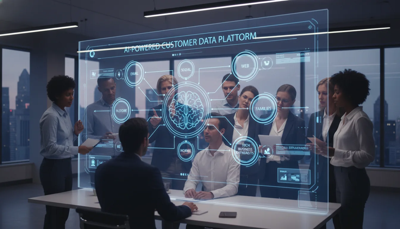 Marketing team reviewing how AI in digital marketing unifies customer data and automates key campaign decisions.