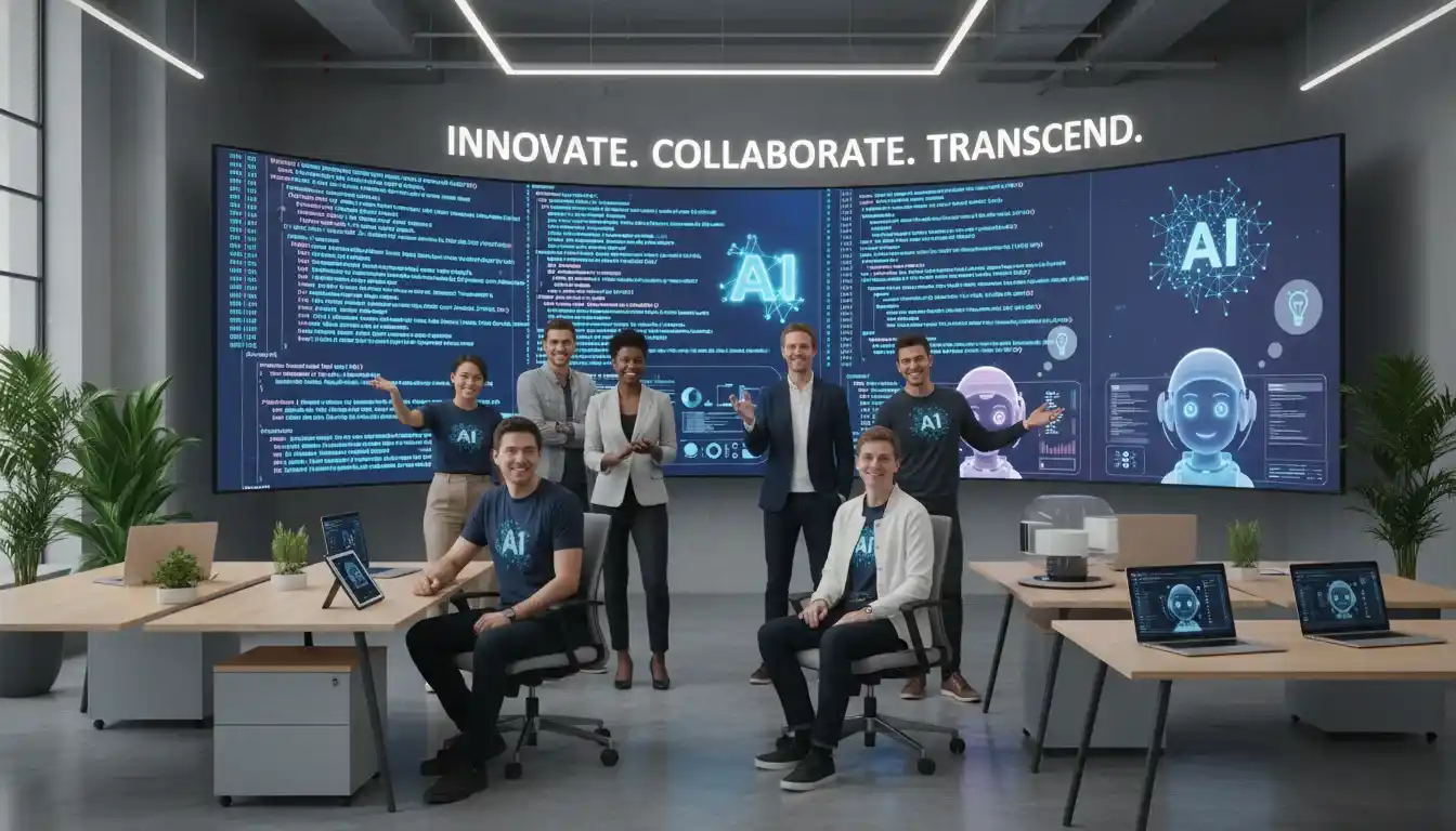 Software team collaborating with best large language models for coding 2025 and sharing project wins from AI model comparison advancements.