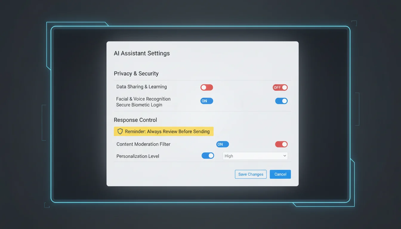 AI tool interface in 2026 showing privacy and safety settings options.