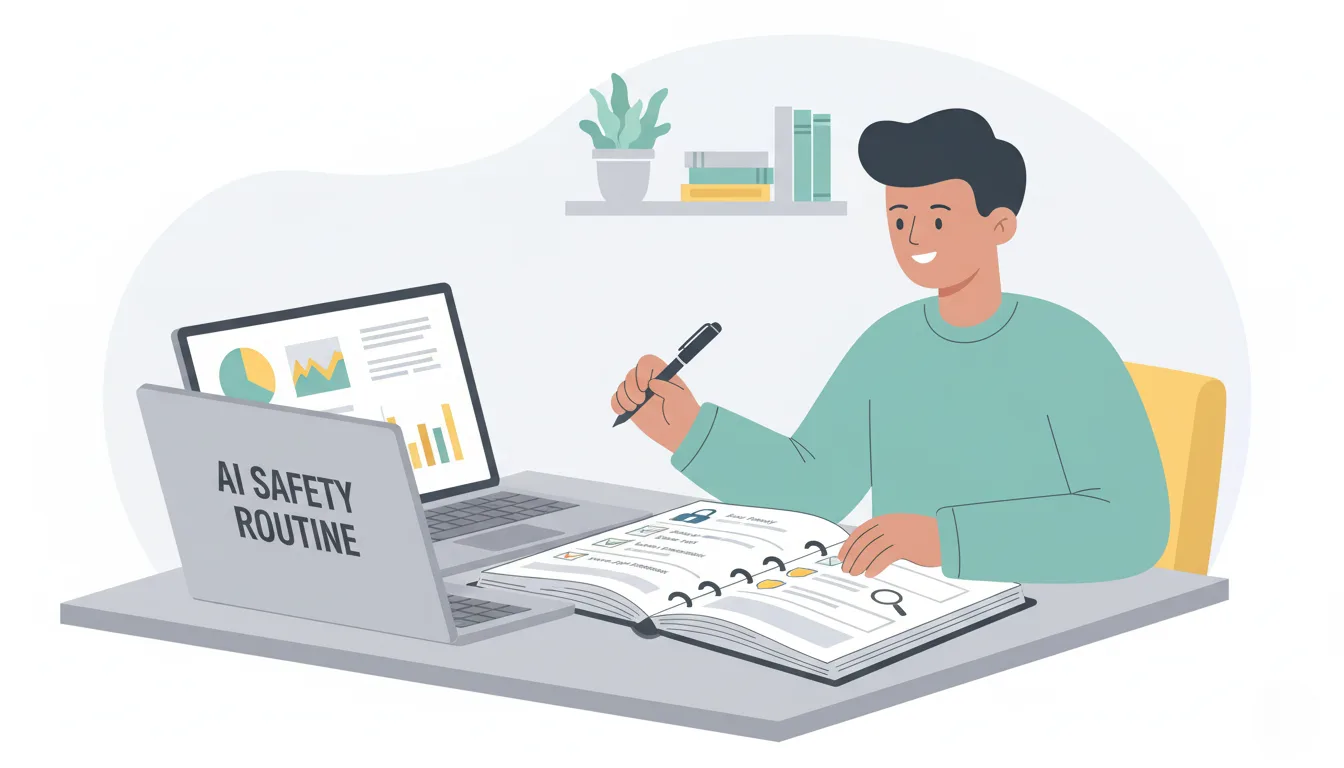 daily routine illustration for safe and ethical AI usage in 2026.