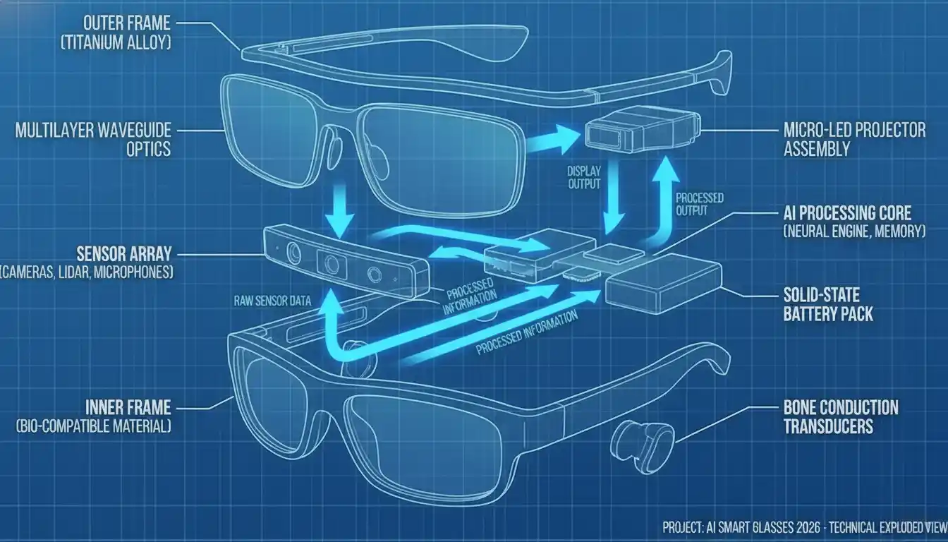 Technical breakdown of how AI smart glasses 2026 enable AR smart glasses functionality.