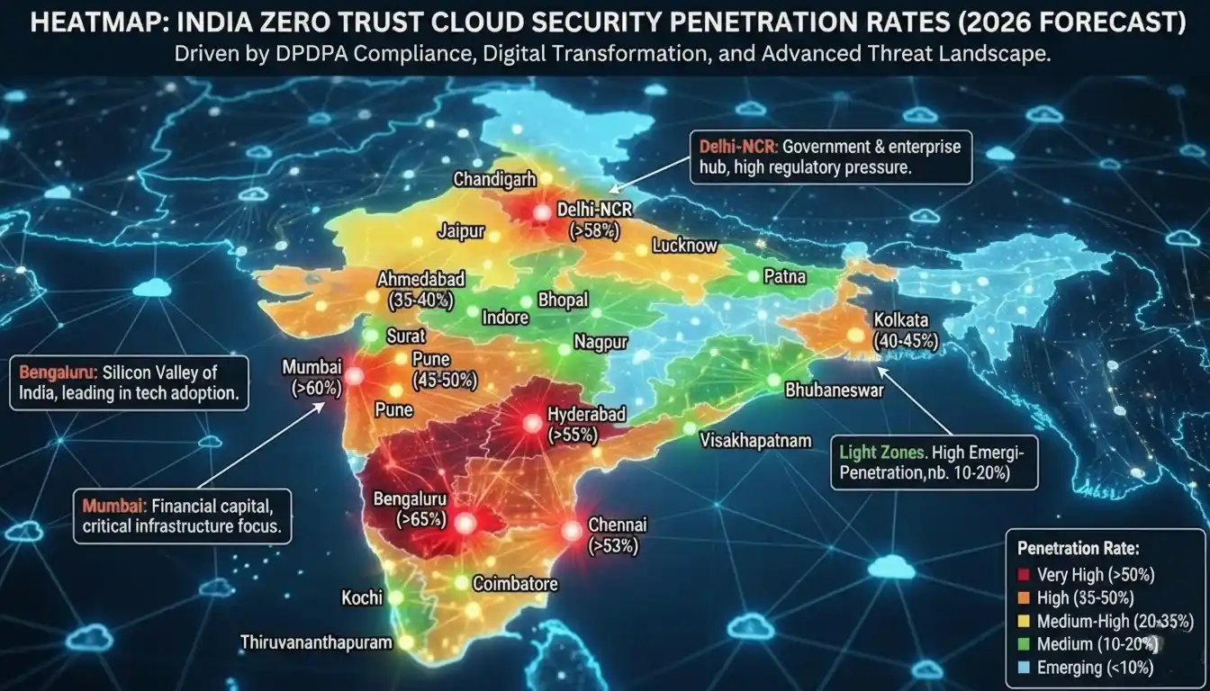 Zero trust India 2026 adoption hotspots featuring zero trust cloud security best practices 2026 leaders.