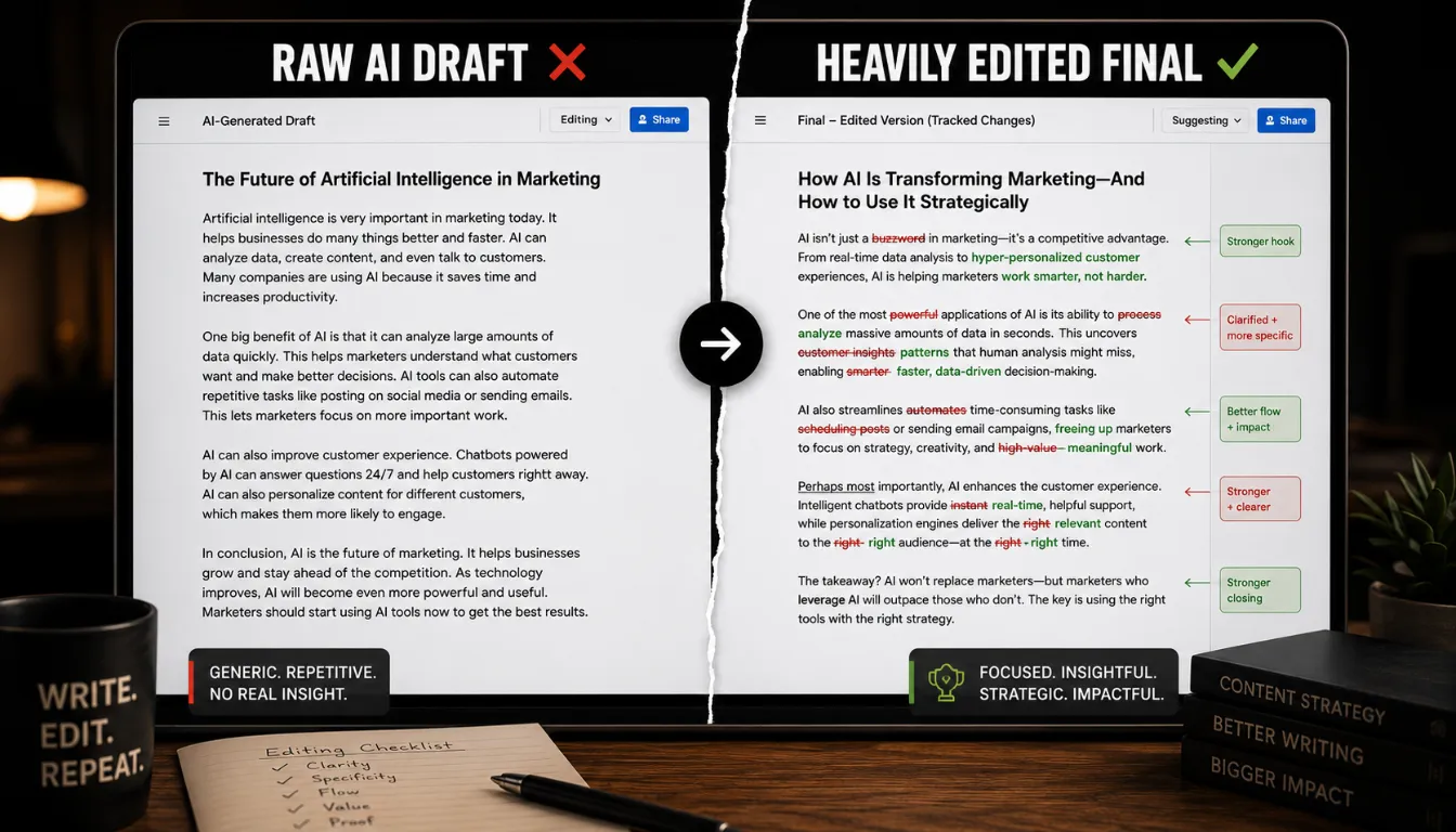 generative AI limitations for creators and marketers requiring manual editing